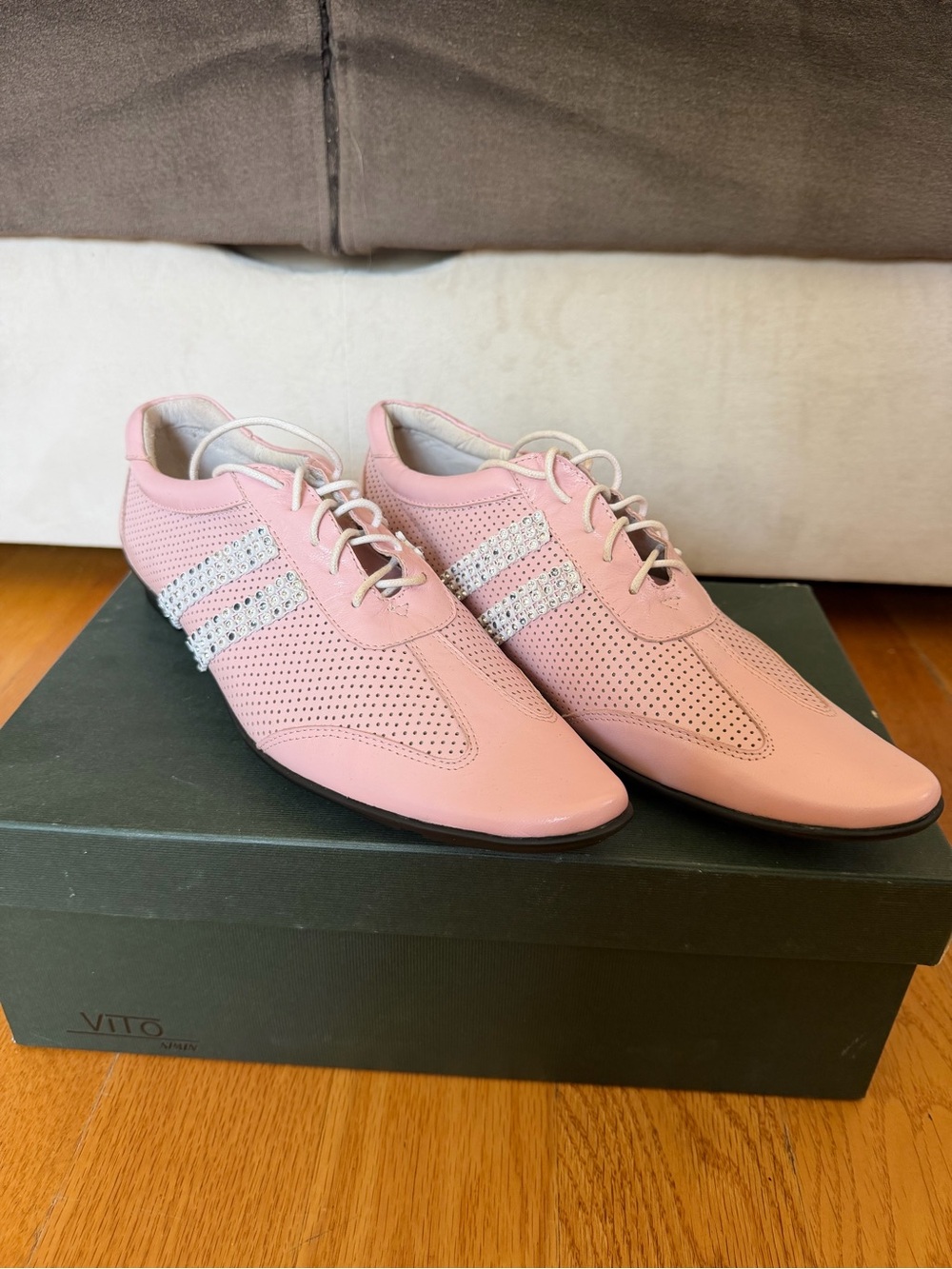 Pink Perforated Lace-Up Women's Boots with Silver Stripes